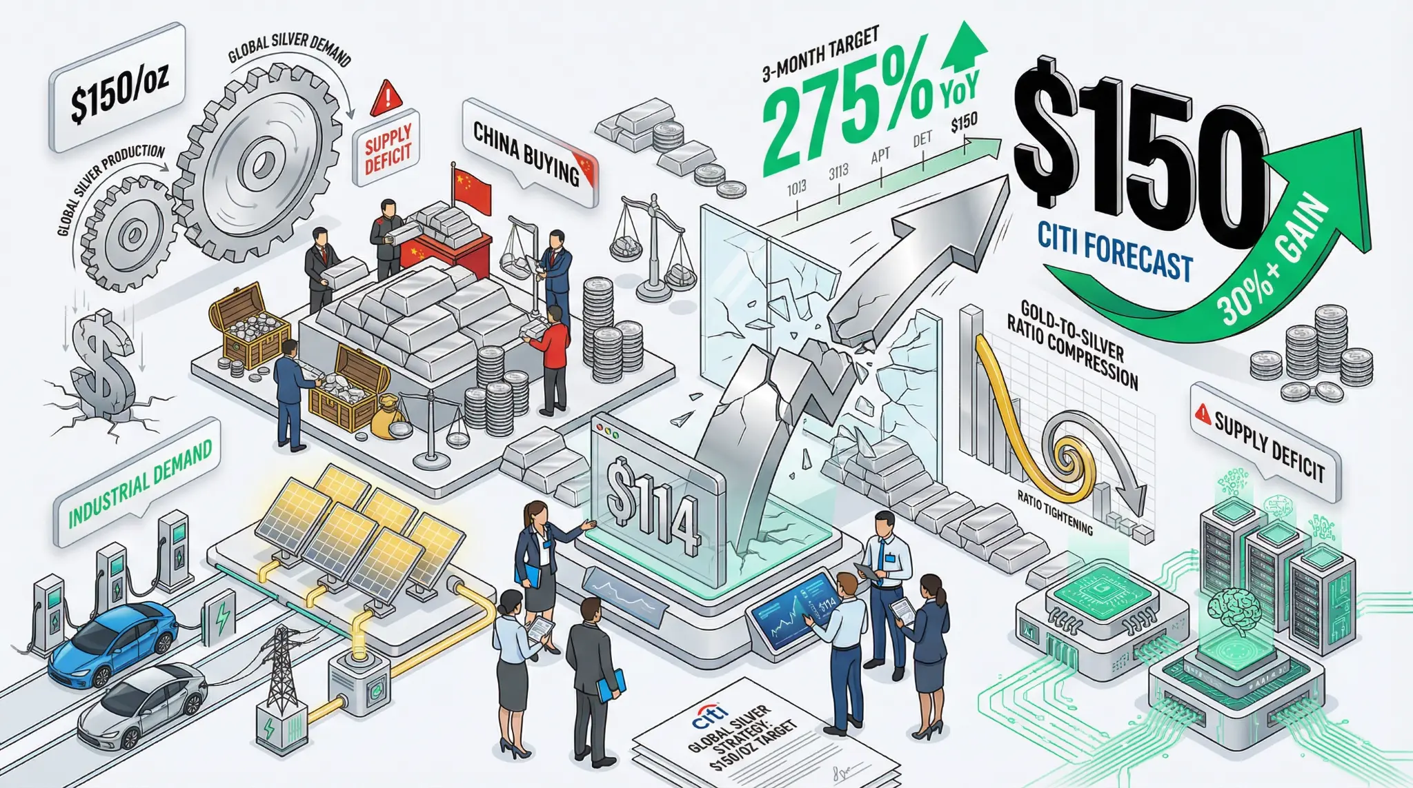 Citi Predicts Silver at $150 Per Ounce Within 3 Months: Industrial Demand and China Buying Drive Bullish Case