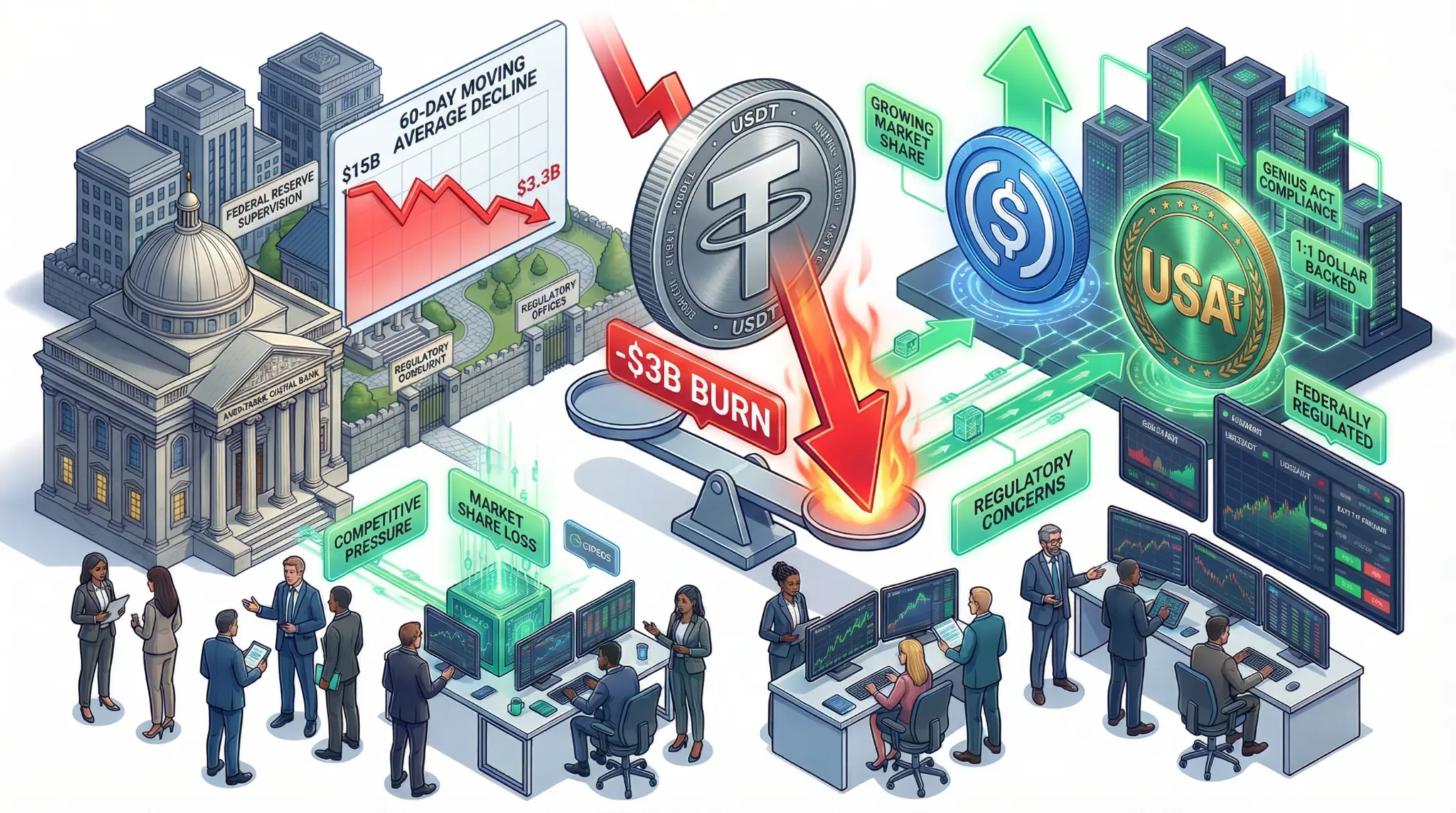 USDT Demand Stalls as Tether Burns $3 Billion: Is the Stablecoin King Losing Its Crown?